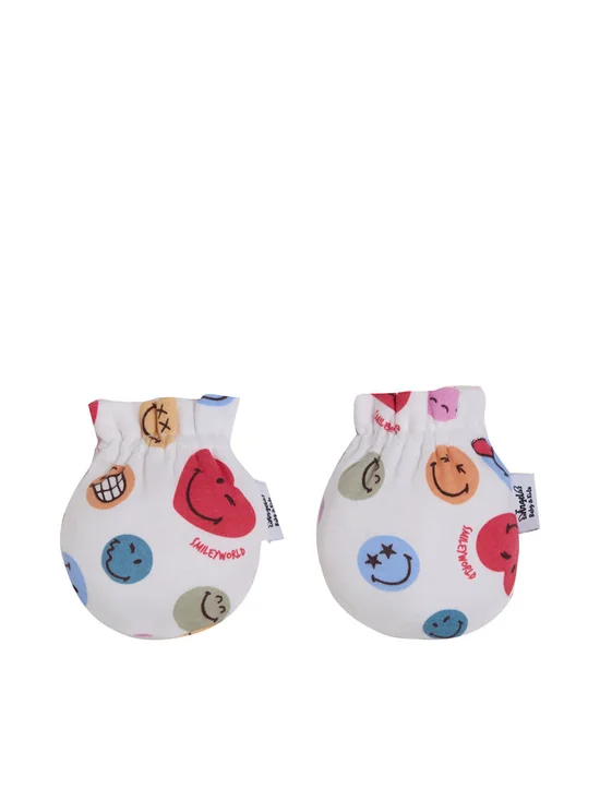 Infant Gloves Collection SmileyWorld Printed Off White Free Size - Image 2