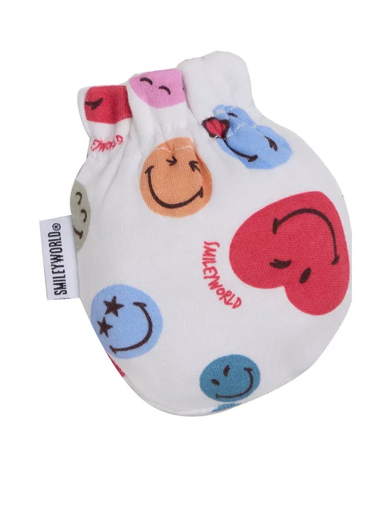 Infant Gloves Collection SmileyWorld Printed Off White Free Size - Image 3