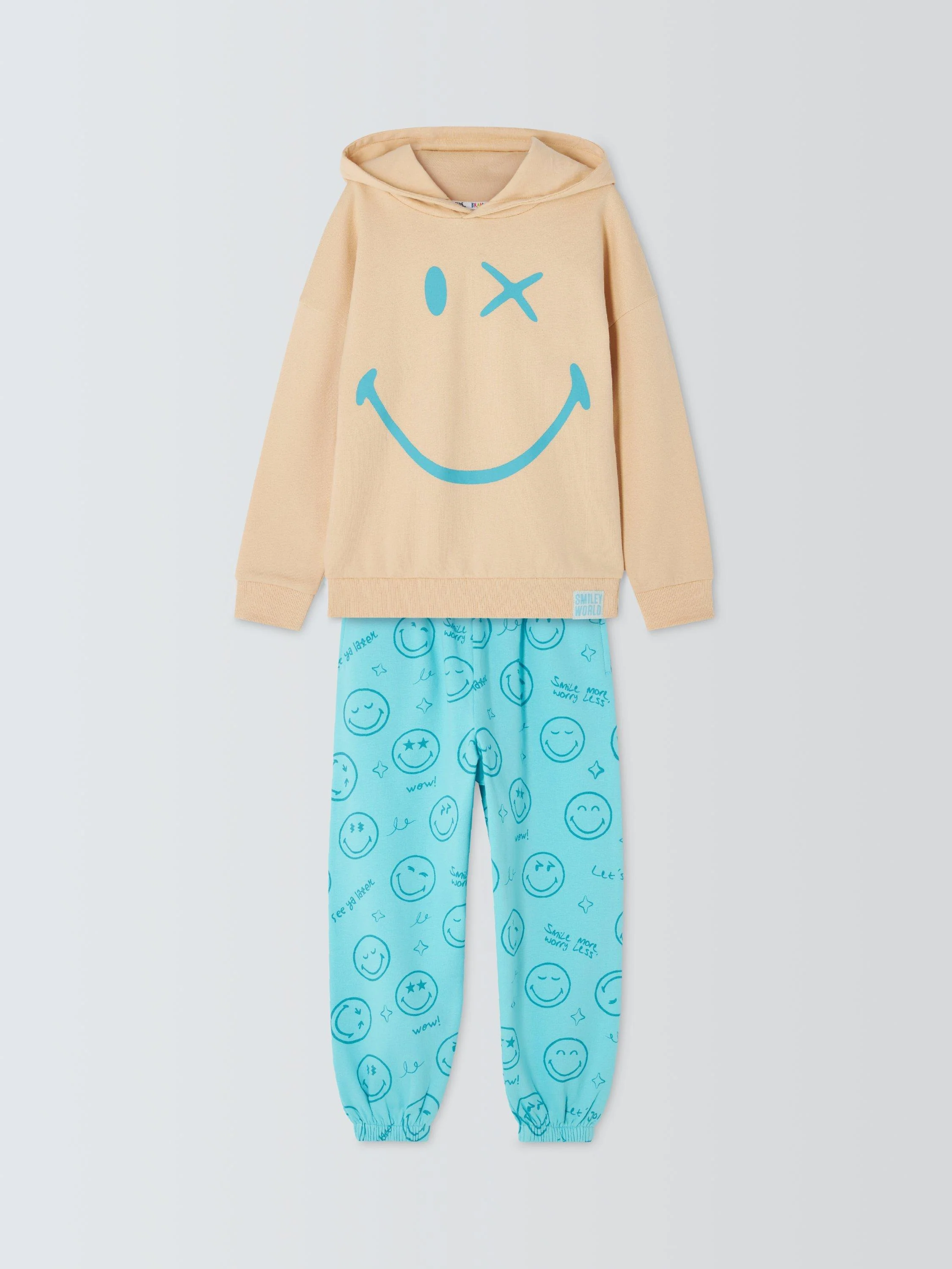 Kids' Smiley World Hoodie & Joggers Set, Tibetan Stone - Image 3