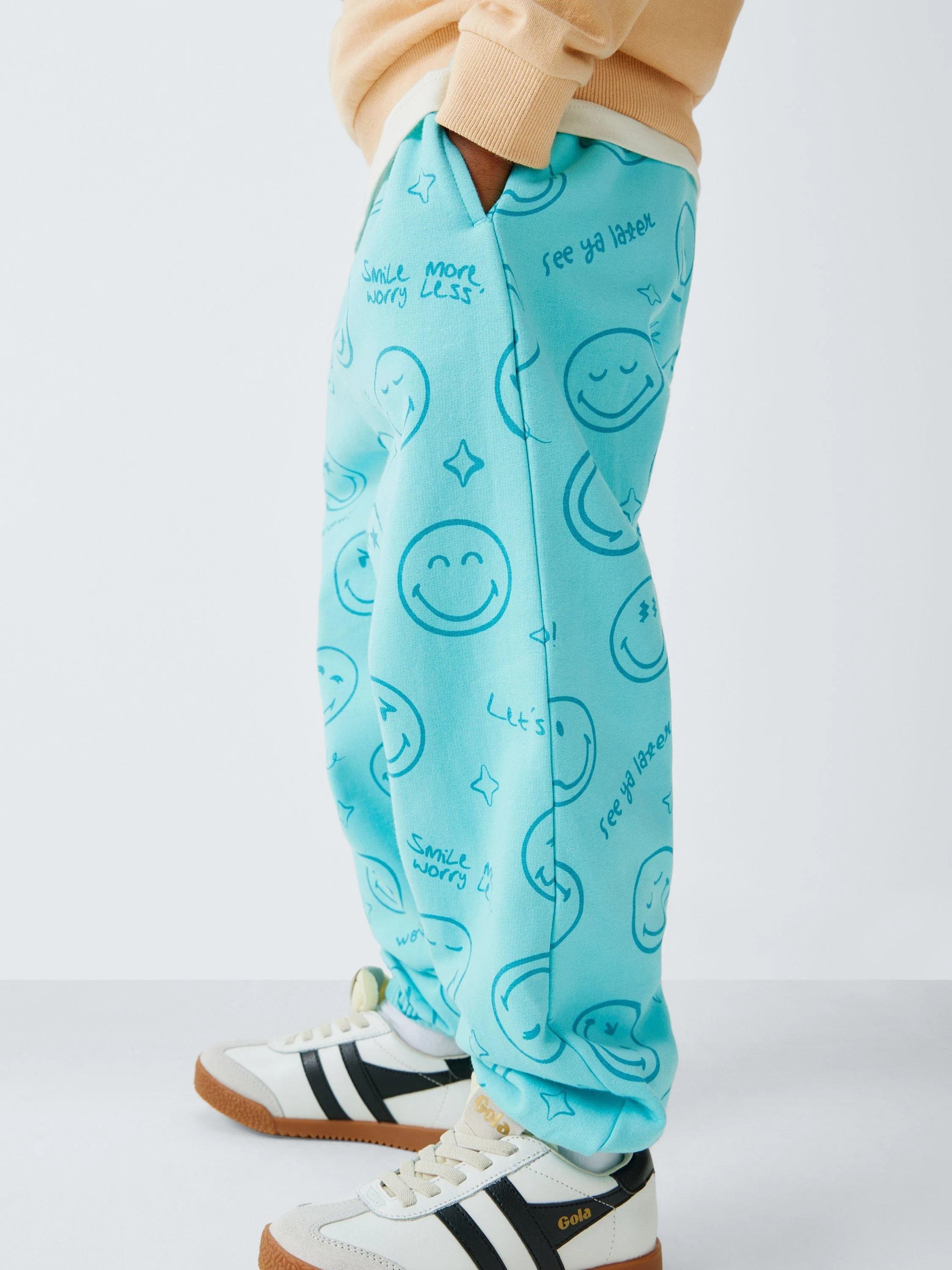 Kids' Smiley World Hoodie & Joggers Set, Tibetan Stone - Image 6