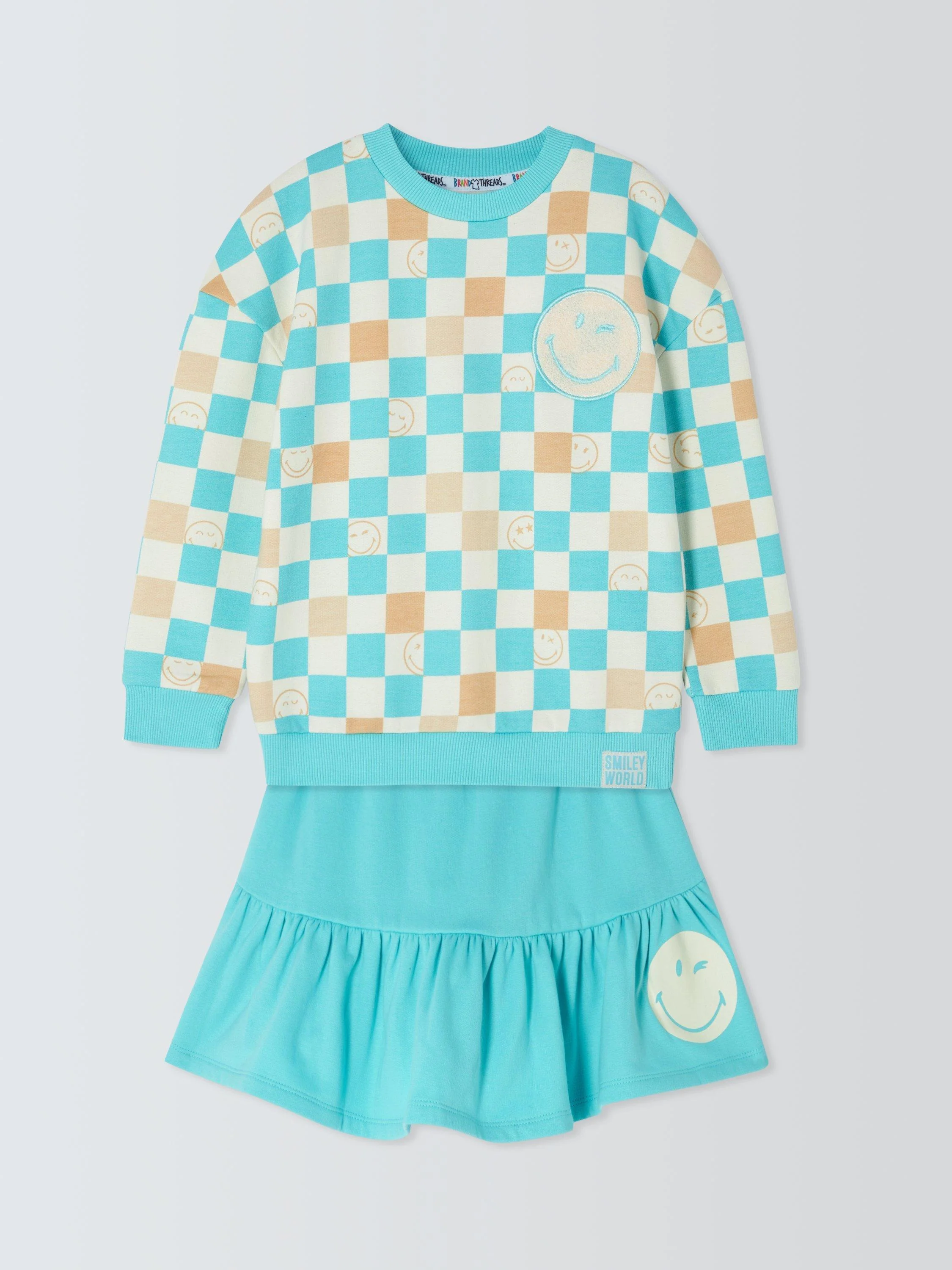 Kids' SmileyWorld Day Sweatshirt and Skirt Set, Tibetan Stone - Image 3