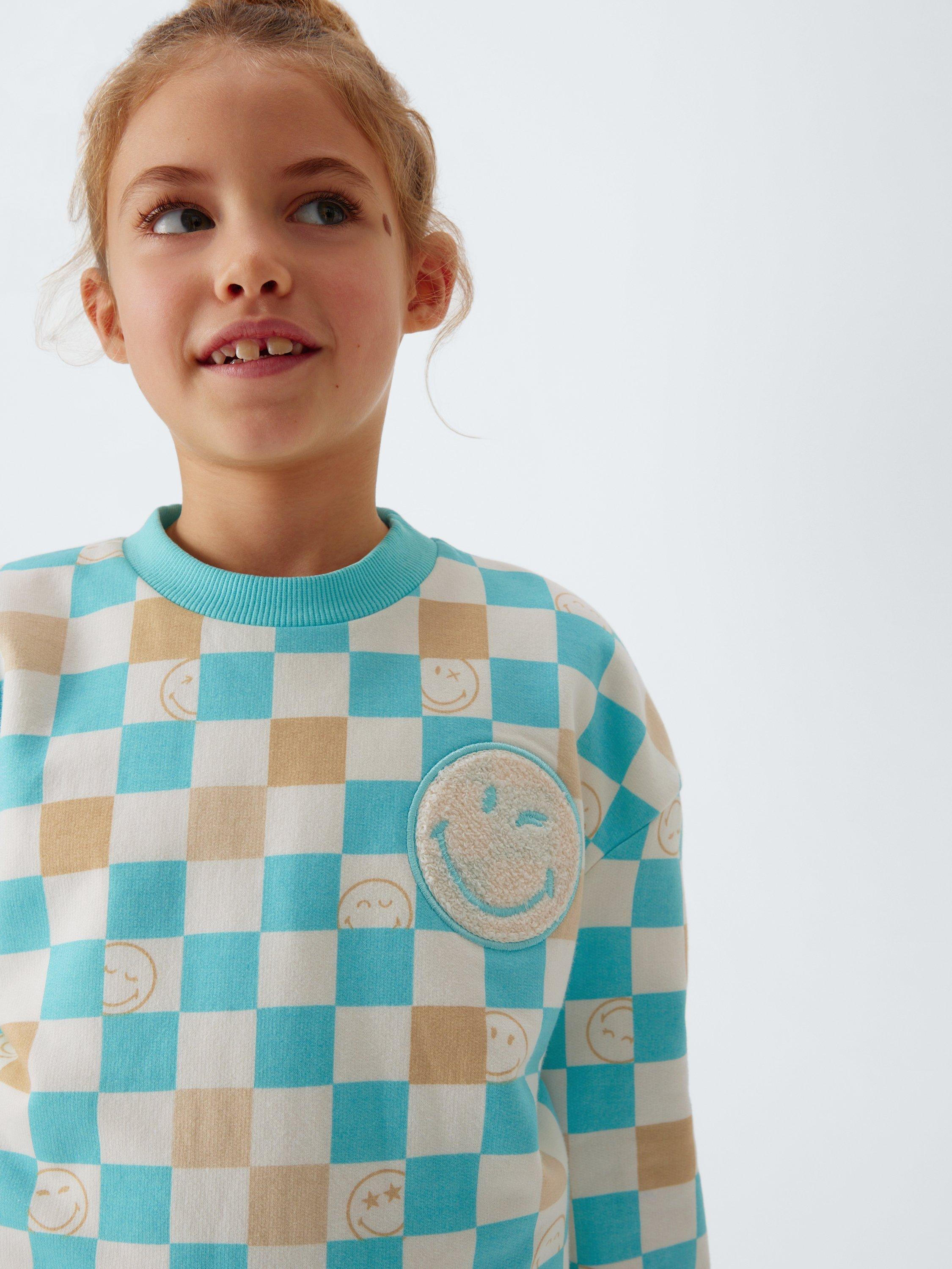Kids' SmileyWorld Day Sweatshirt and Skirt Set, Tibetan Stone - Image 6