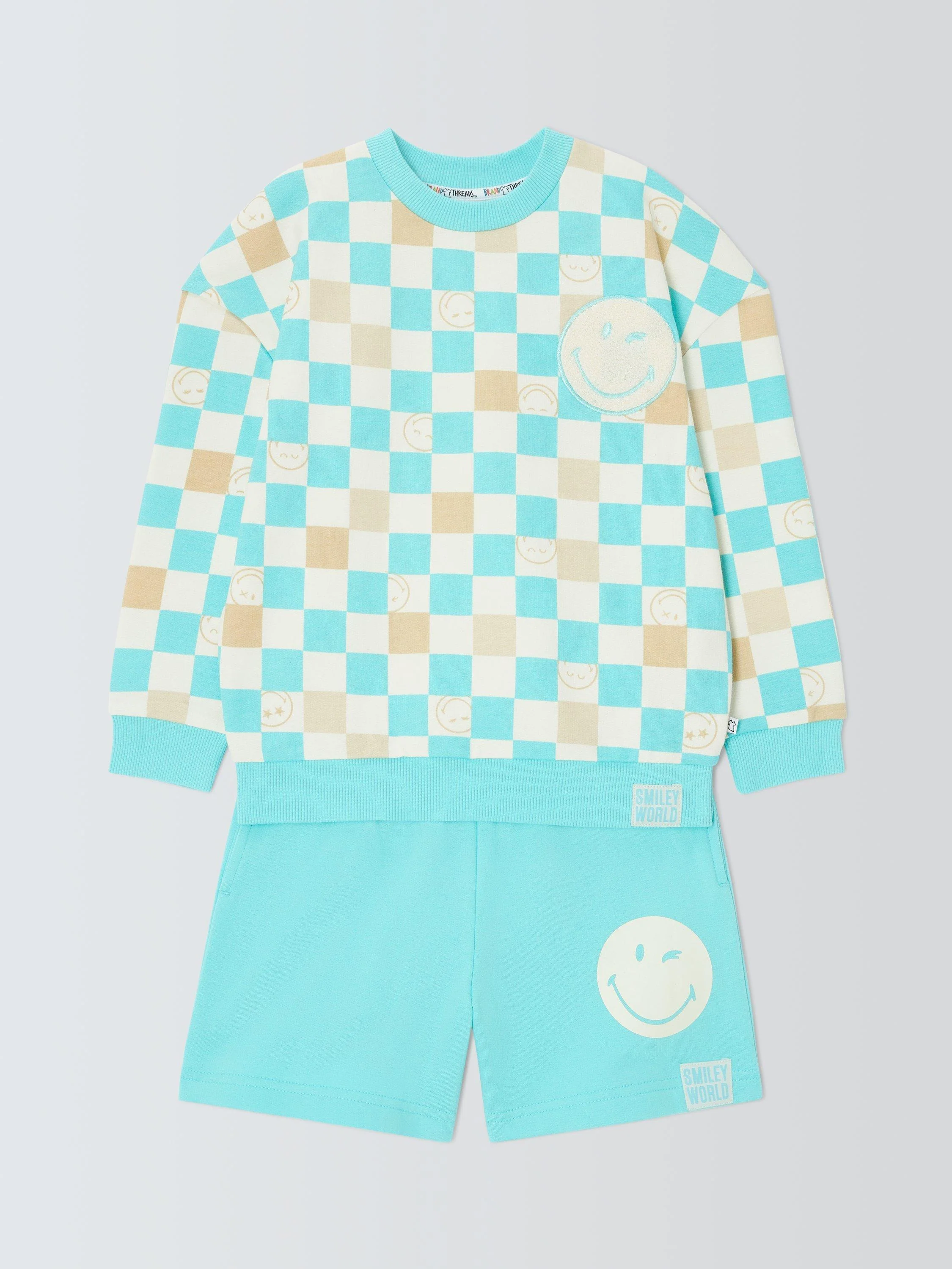 Kids' SmileyWorld Sweatshirt & Shorts Set, Tibetan Stone - Image 3