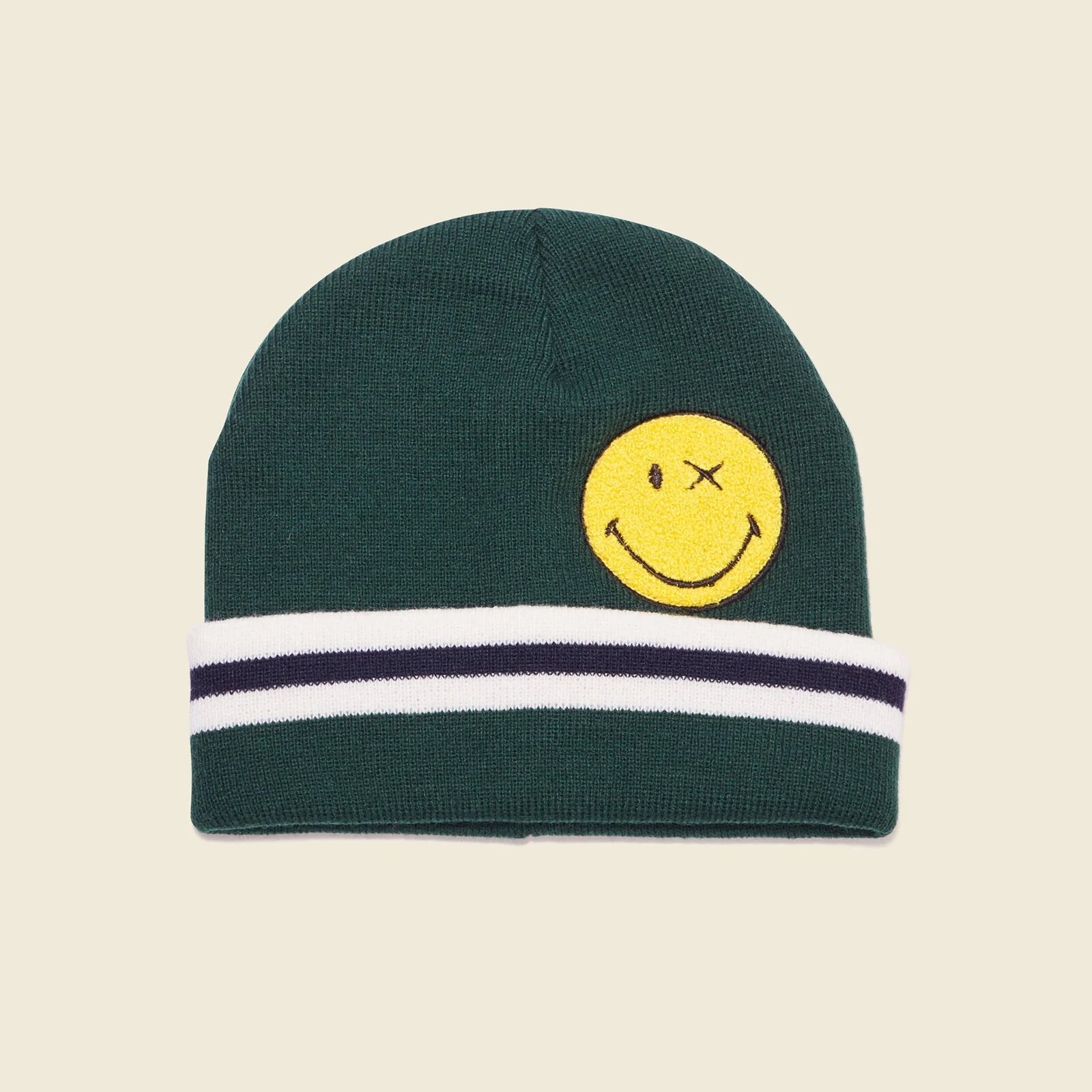 Men's Dark Green SmileyWorld Beanie - Image 2