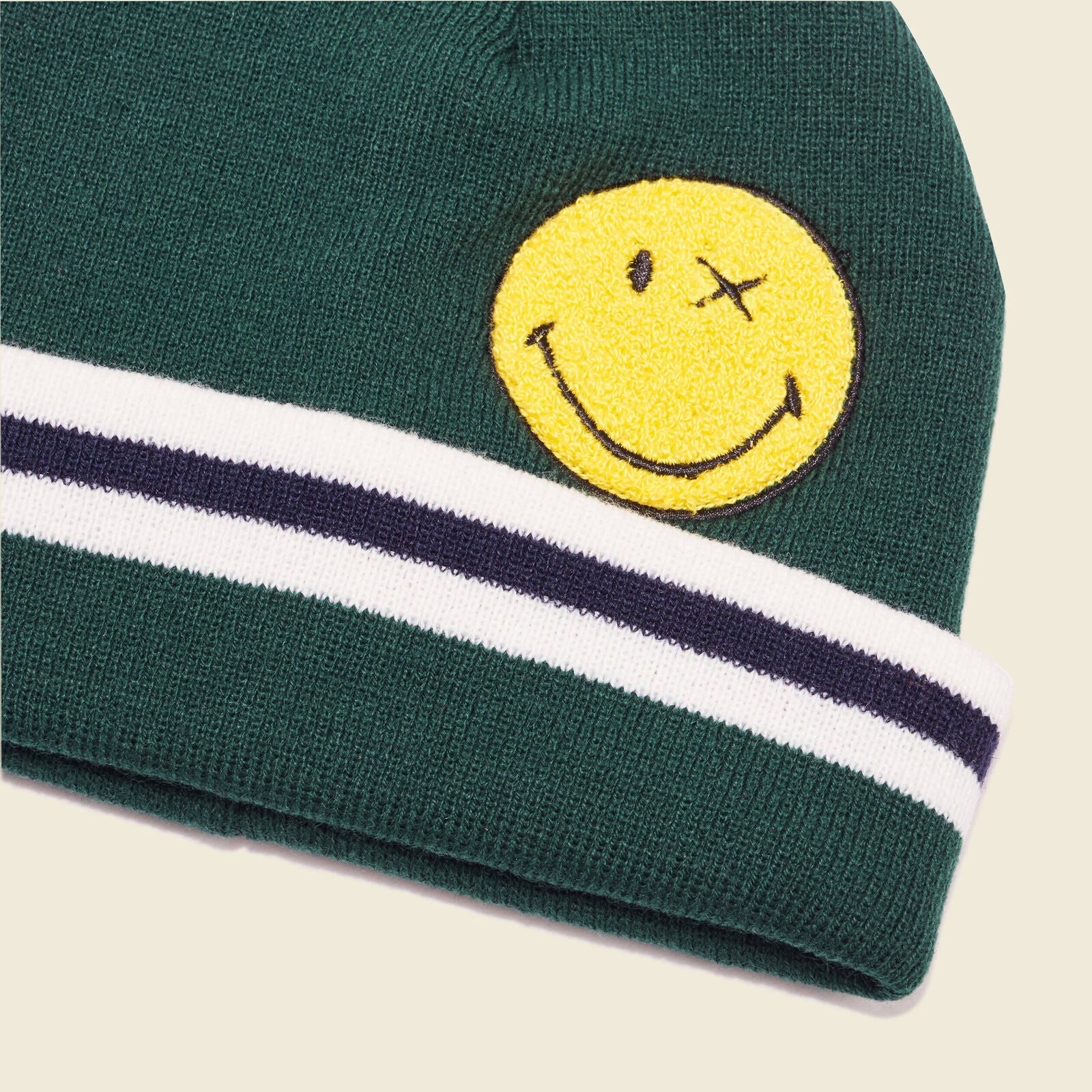 Men's Dark Green SmileyWorld Beanie - Image 3