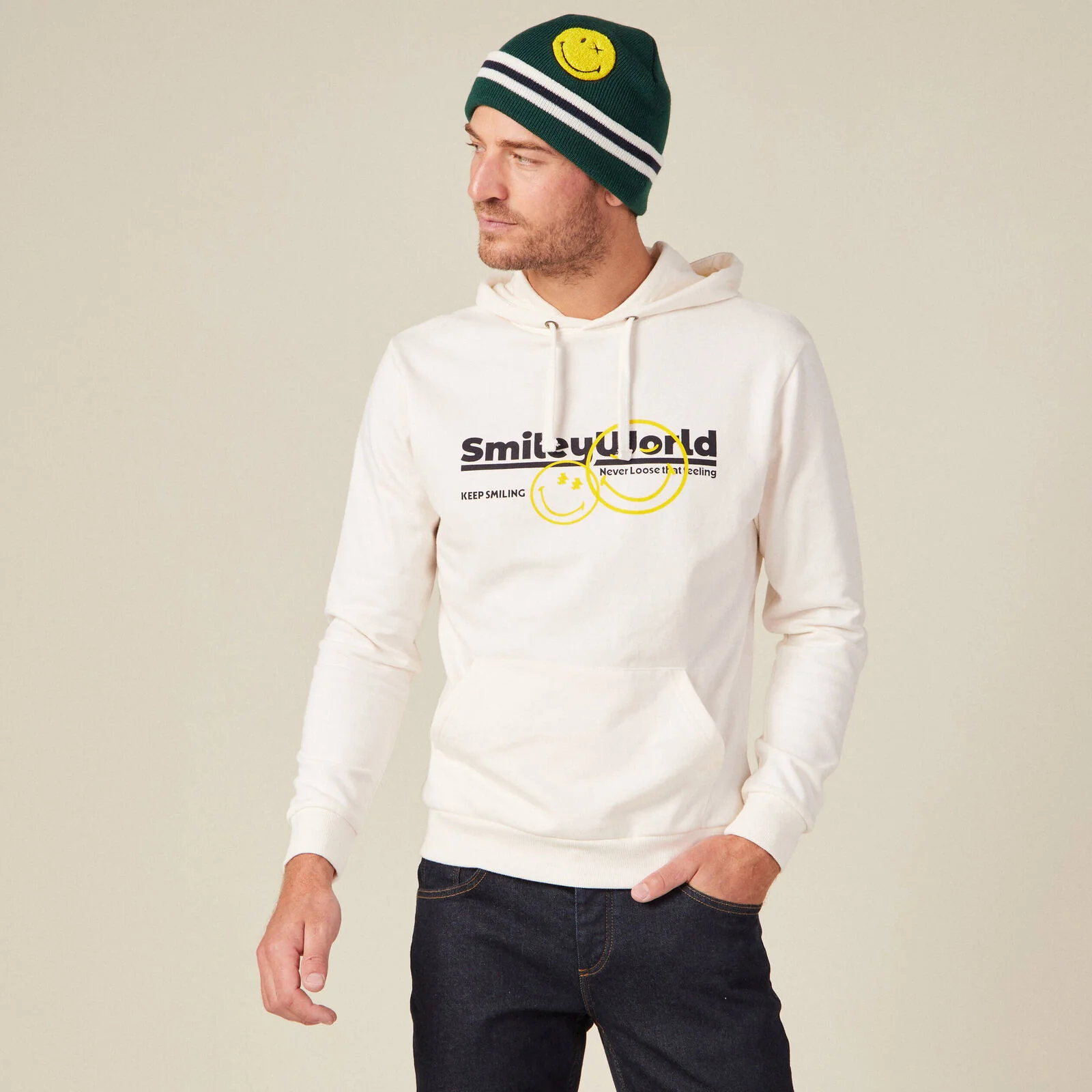 Men's Ecru SmileyWorld Hoodie - Image 2