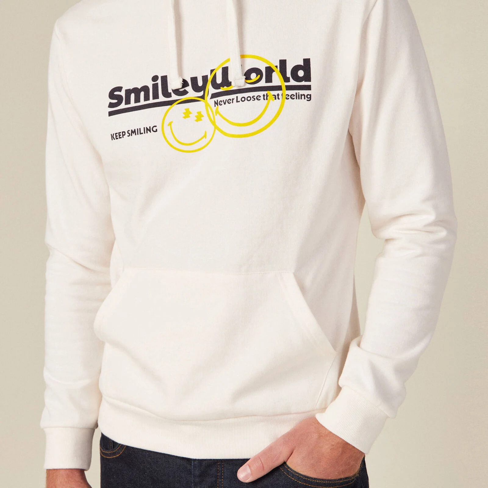 Men's Ecru SmileyWorld Hoodie - Image 5