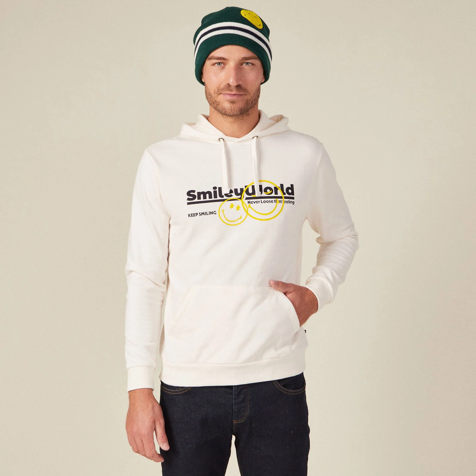Men's Ecru SmileyWorld Hoodie - Image 6