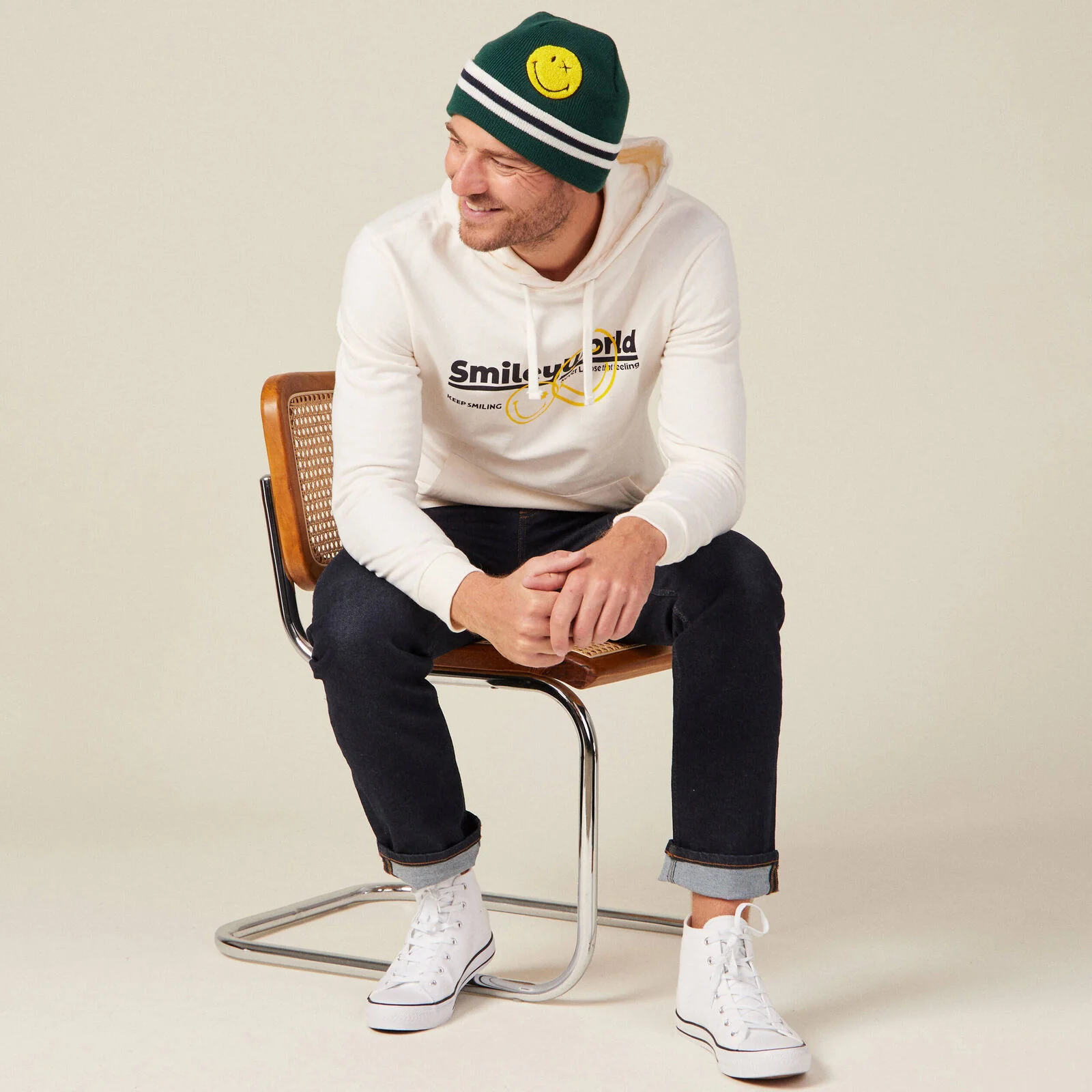 Men's Ecru SmileyWorld Hoodie - Image 7