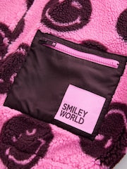 Pink/Berry Smiley Zip Up Borg Jacket (3-16yrs) - Image 10