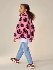 Pink/Berry Smiley Zip Up Borg Jacket (3-16yrs) - Image 3