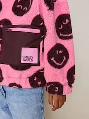 Pink/Berry Smiley Zip Up Borg Jacket (3-16yrs) - Image 4