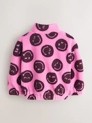 Pink/Berry Smiley Zip Up Borg Jacket (3-16yrs) - Image 6