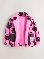 Pink/Berry Smiley Zip Up Borg Jacket (3-16yrs) - Image 7