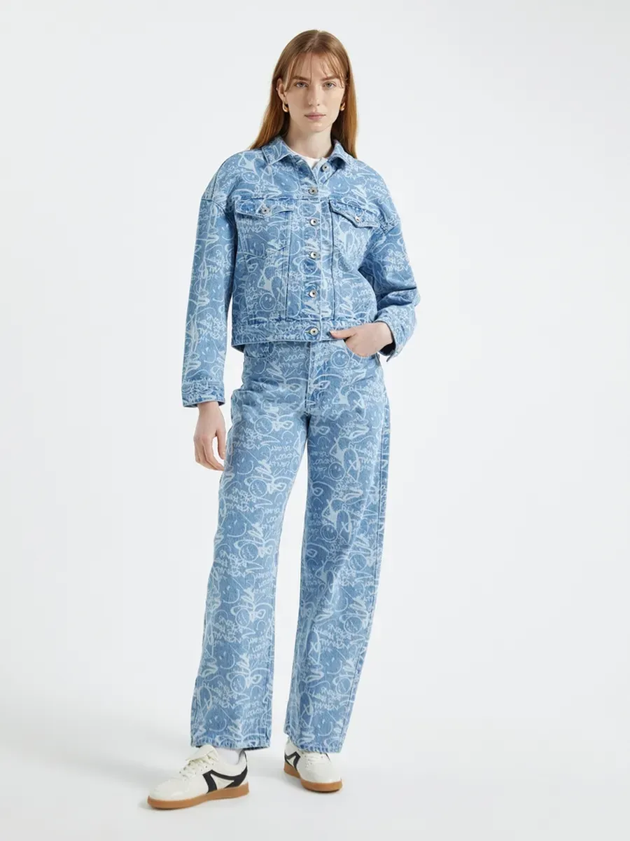 Printed Denim Jacket | DUB x SmileyWorld