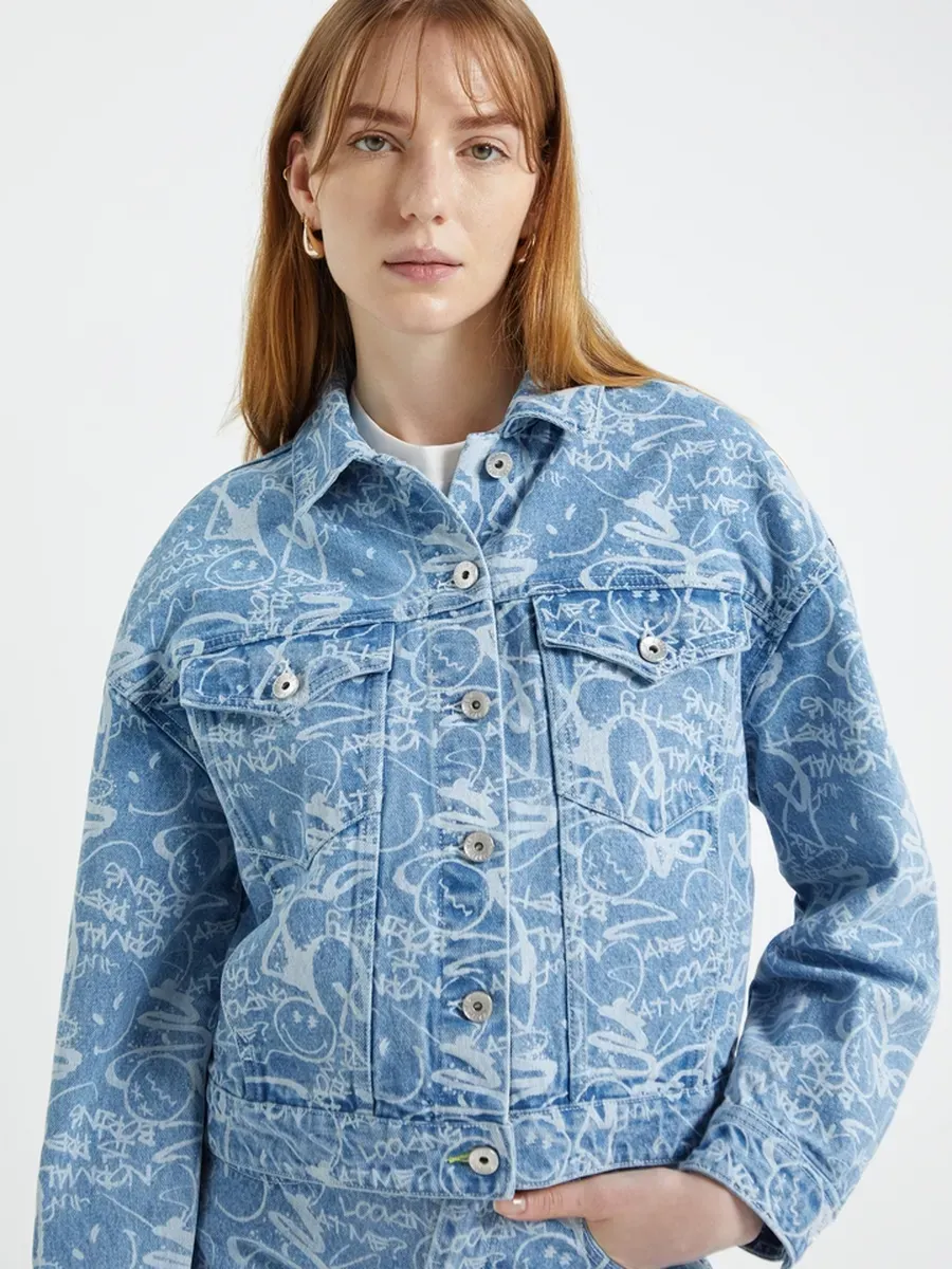 Printed Denim Jacket | DUB x SmileyWorld - Image 2