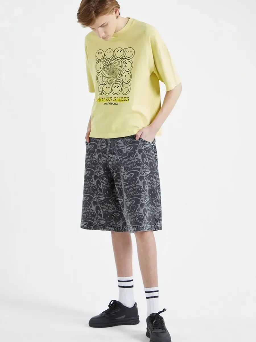 Printed Denim Shorts | DUB x SmileyWorld - Image 2