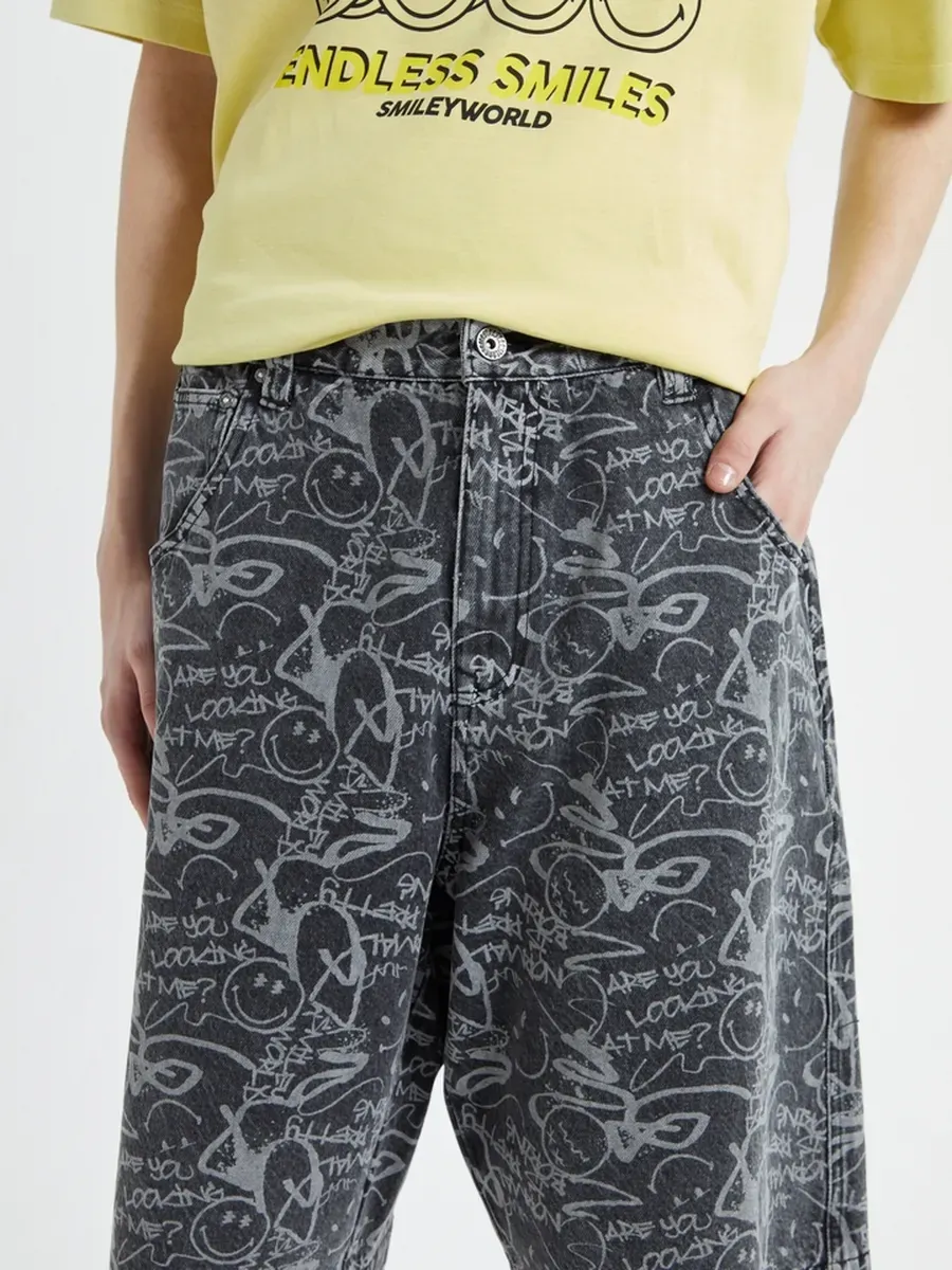 Printed Denim Shorts | DUB x SmileyWorld - Image 3