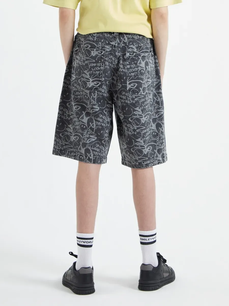 Printed Denim Shorts | DUB x SmileyWorld - Image 4
