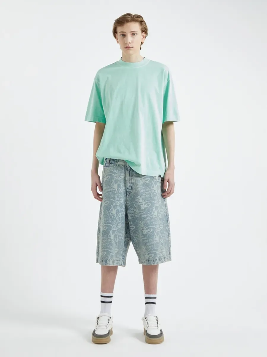 Printed Denim Shorts | DUB x SmileyWorld - Image 3