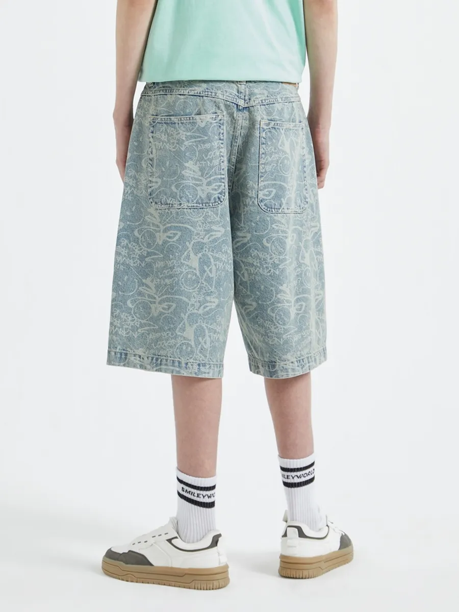 Printed Denim Shorts | DUB x SmileyWorld - Image 4