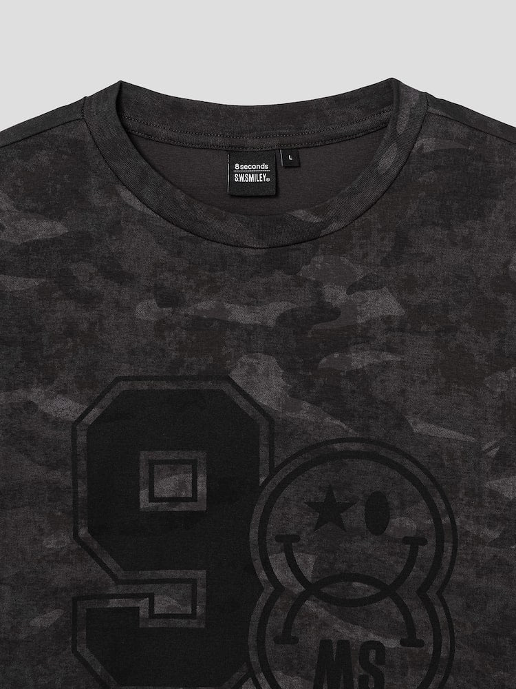 S.W.Smiley Camo Graphic Short Sleeve Tee - Black - Image 10