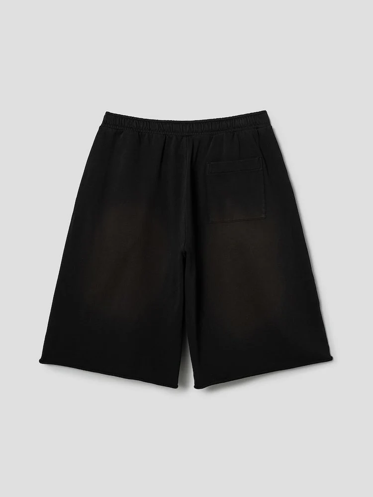 S.W.Smiley Dyed Bermuda Fit Sweatpants - Black - Image 8
