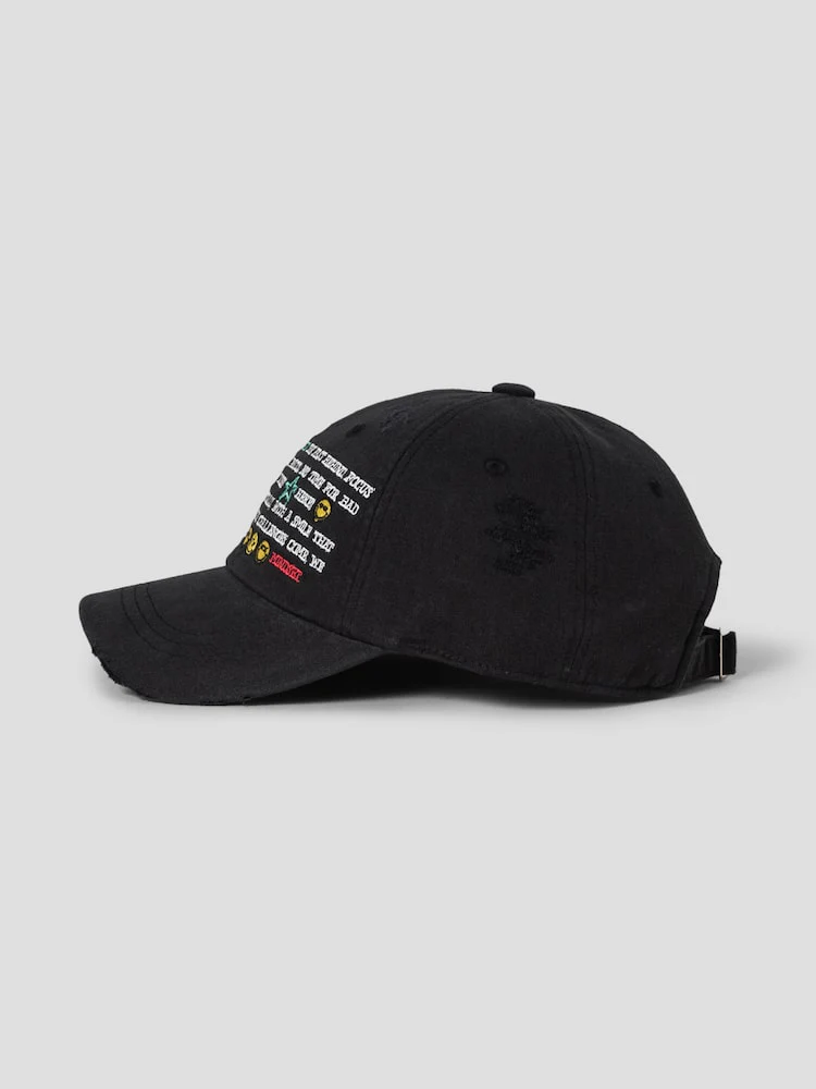 S.W.Smiley Embroidered Letter Cap - Black - Image 4