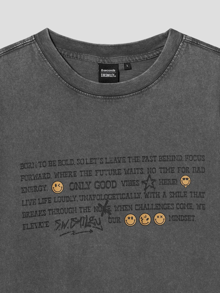 S.W.Smiley Garment-Dyed Short-Sleeve Tee - Ash - Image 9