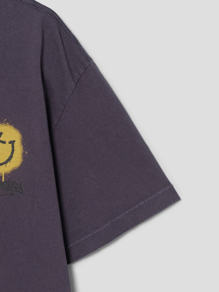 S.W.Smiley Garment-Dyed Short-Sleeve Tee - Purple - Image 11