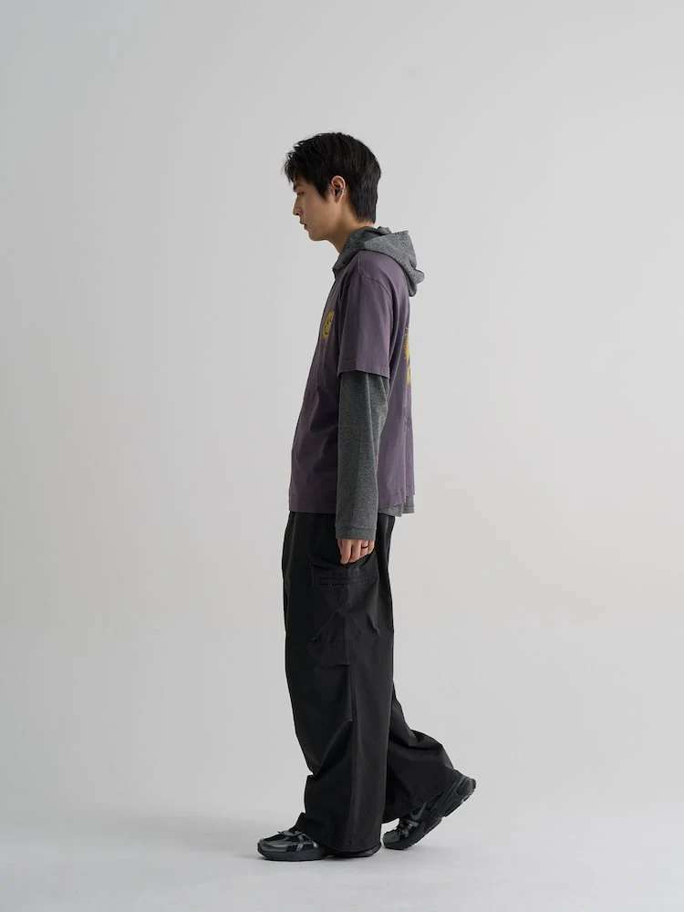 S.W.Smiley Garment-Dyed Short-Sleeve Tee - Purple - Image 4