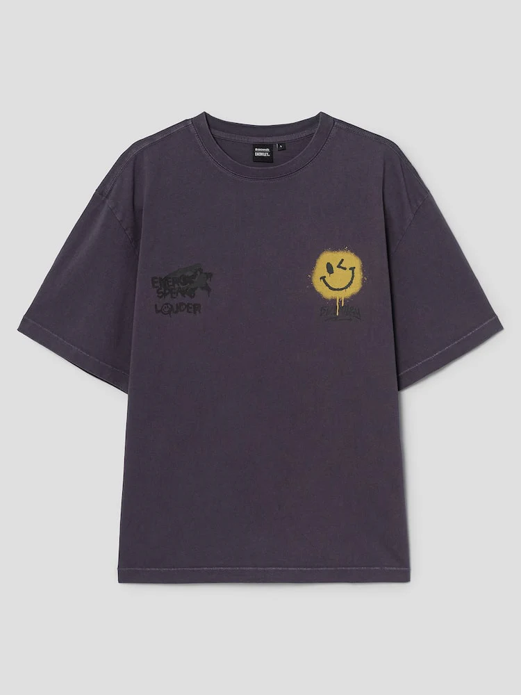 S.W.Smiley Garment-Dyed Short-Sleeve Tee - Purple - Image 8