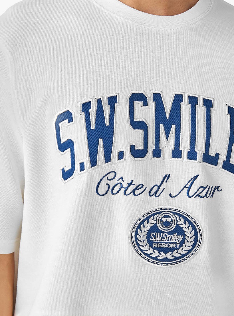 S.W.SMILEY Men Relaxed Fit Crew Neck Short Sleeves T-shirt - Image 4
