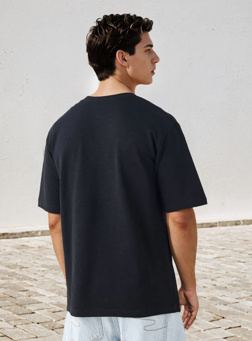 S.W.SMILEY Men Relaxed Fit Crew Neck Short Sleeves T-shirt - Image 3