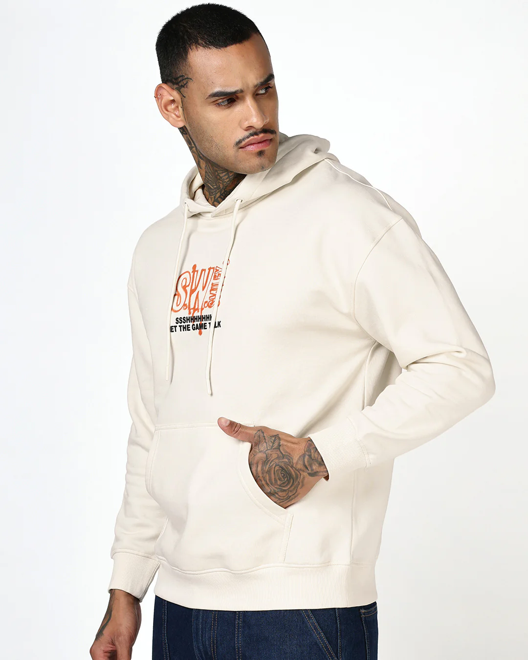 S.W.Smiley Men's Gardenia Rebound Graphic Printed Oversized Hoodies - Image 4