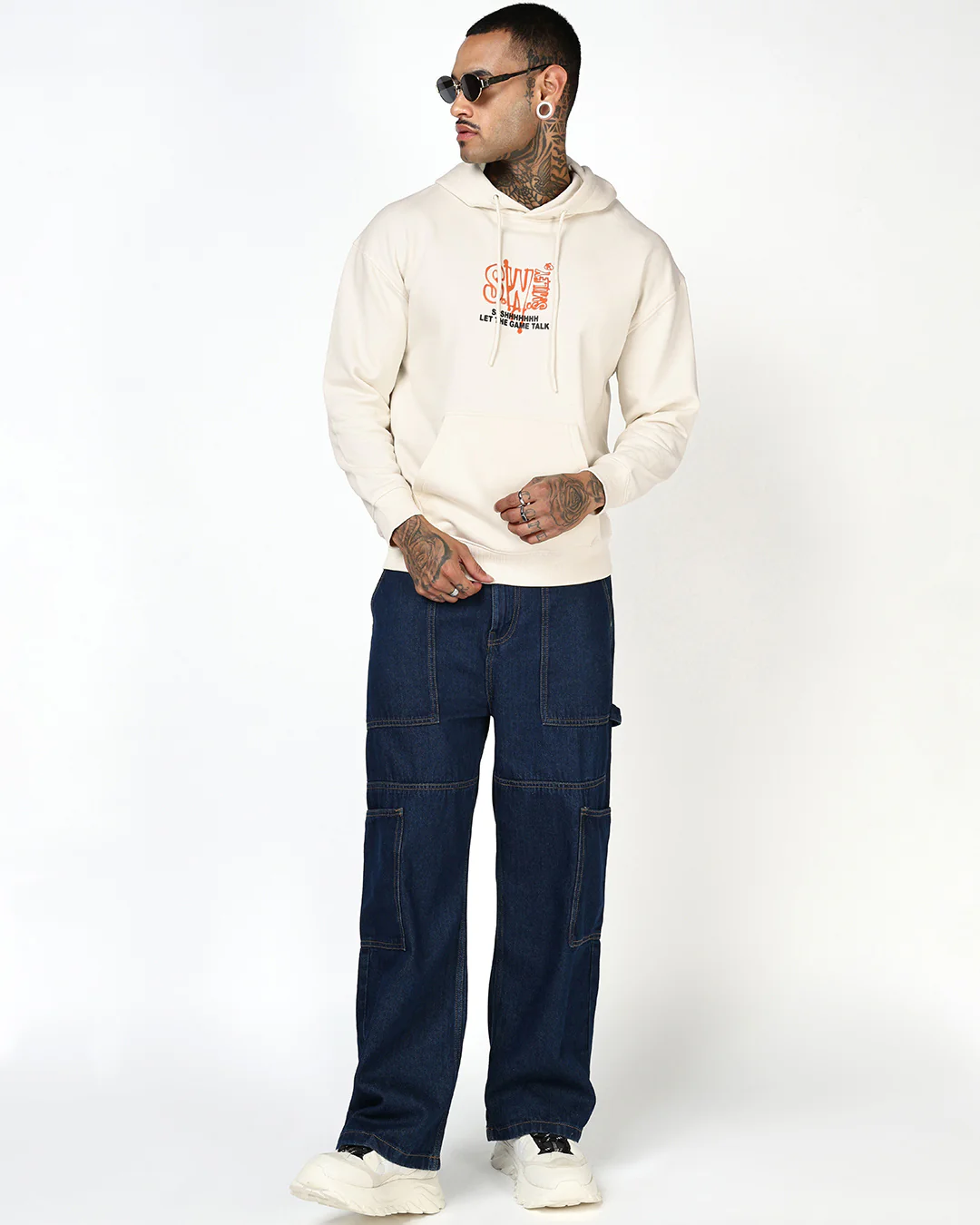 S.W.Smiley Men's Gardenia Rebound Graphic Printed Oversized Hoodies - Image 5
