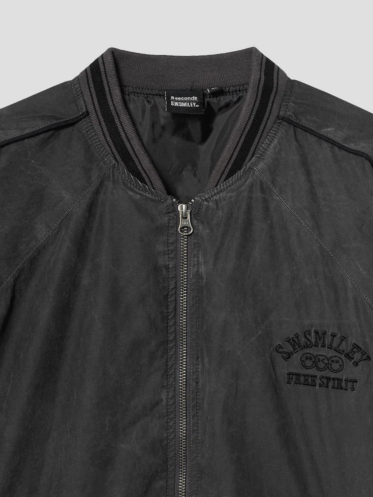 S.W.Smiley Natural Varsity Jacket - Ash - Image 10