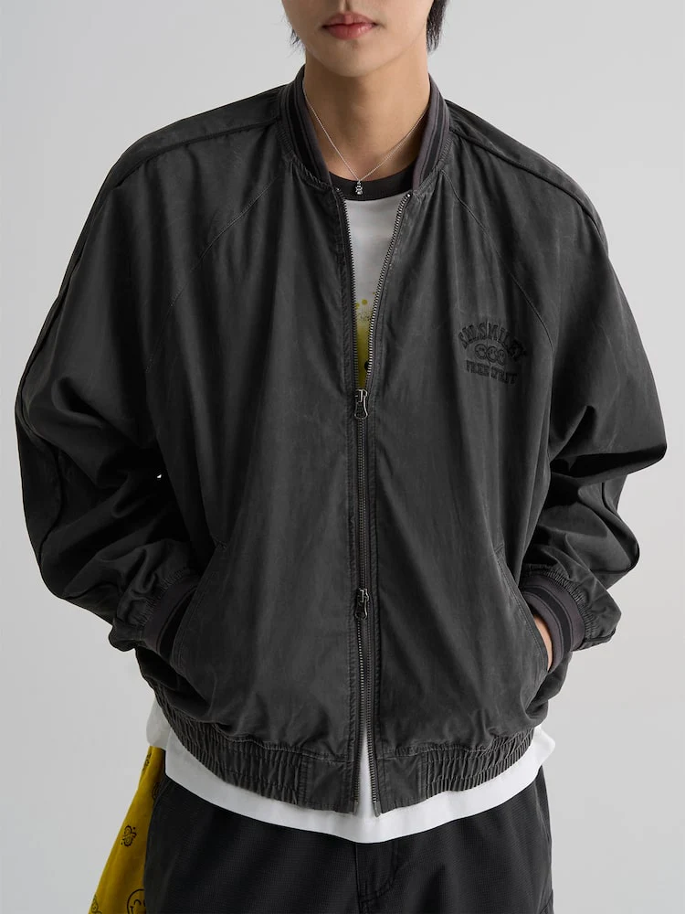 S.W.Smiley Natural Varsity Jacket - Ash - Image 4