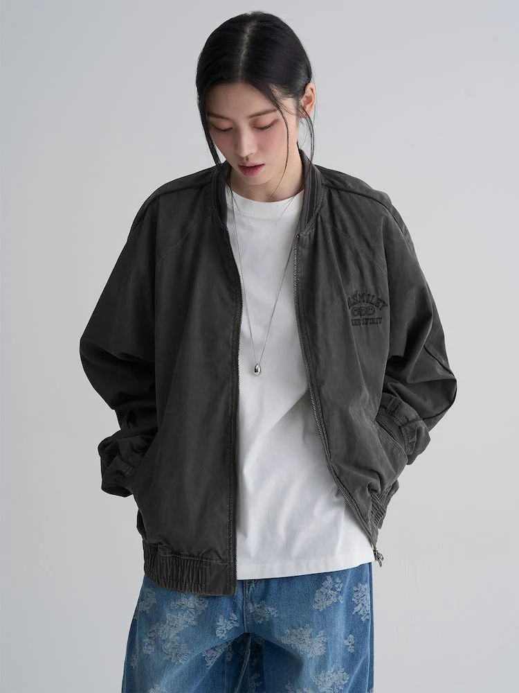 S.W.Smiley Natural Varsity Jacket - Ash - Image 6