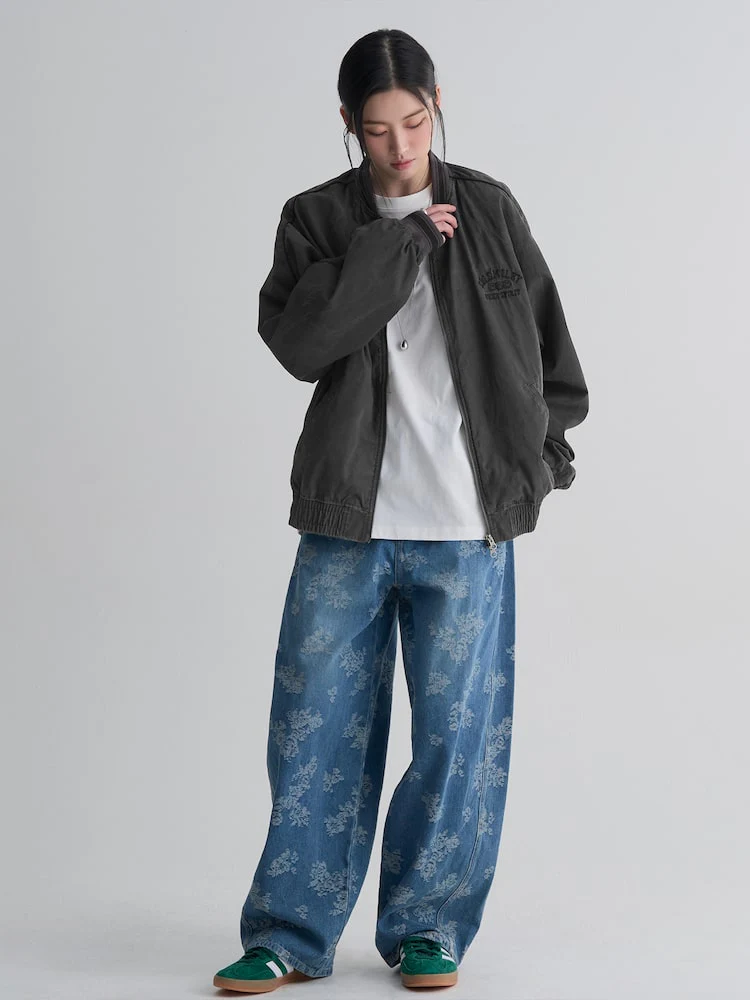 S.W.Smiley Natural Varsity Jacket - Ash - Image 7