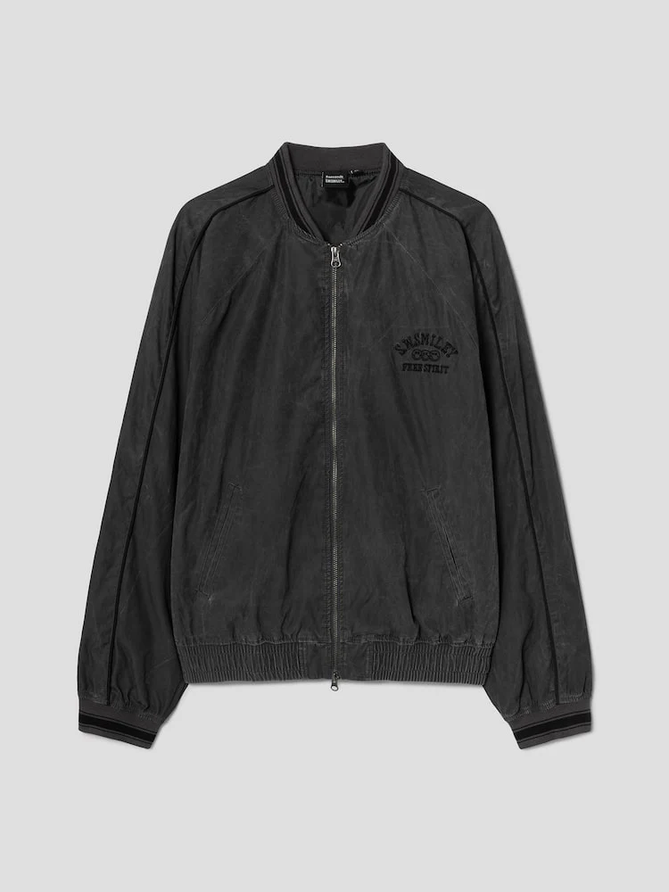 S.W.Smiley Natural Varsity Jacket - Ash - Image 8