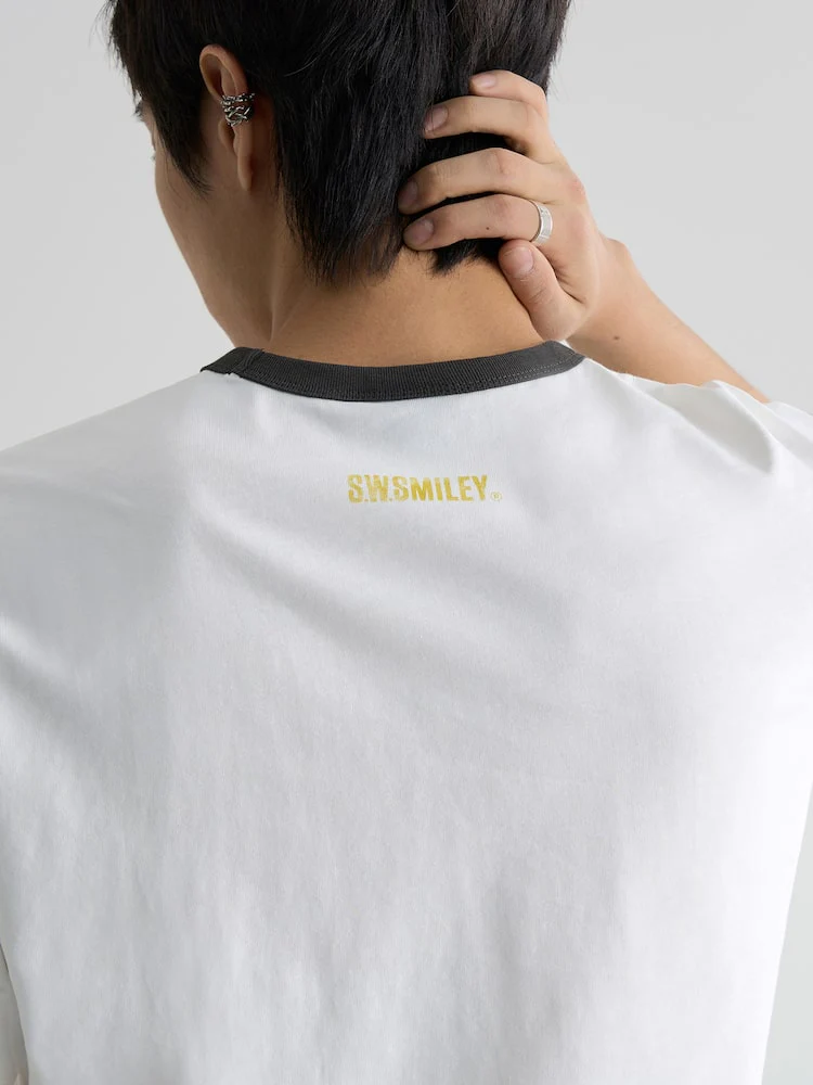 S.W.Smiley Signature Graphic Short Sleeve Tee - White - Image 4