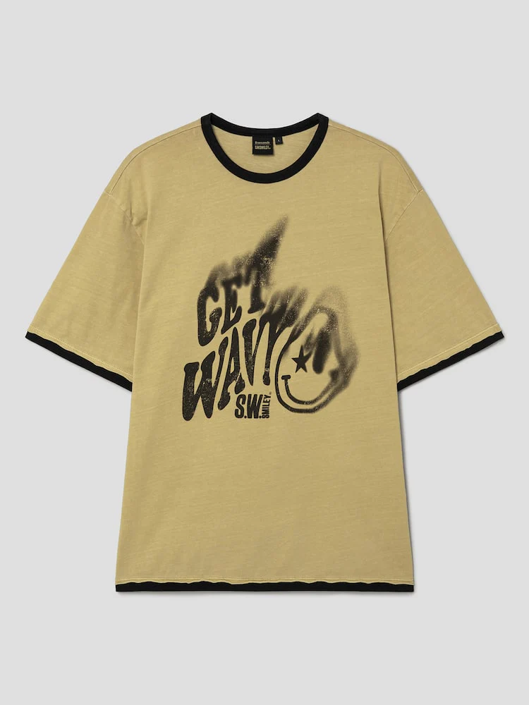 S.W.Smiley Garment-Dyed Short-Sleeve Tee - Yellow - Image 7