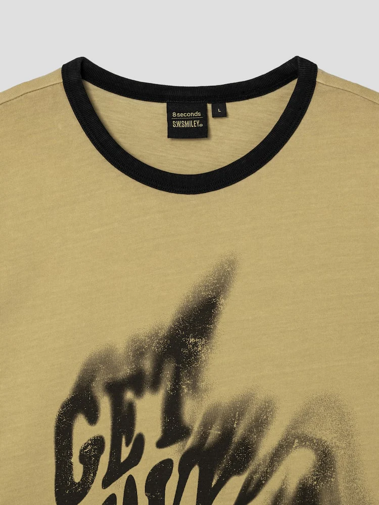 S.W.Smiley Garment-Dyed Short-Sleeve Tee - Yellow - Image 9