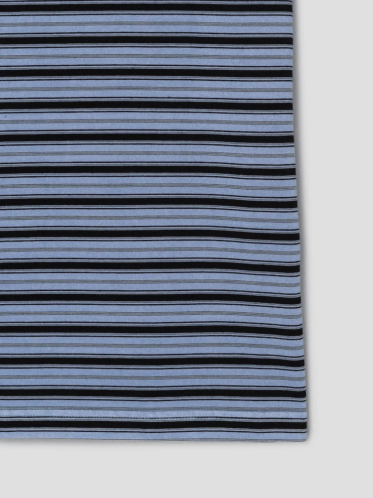 S.W.Smiley Striped Dyed Short Sleeve Tee - Sky Blue - Image 11