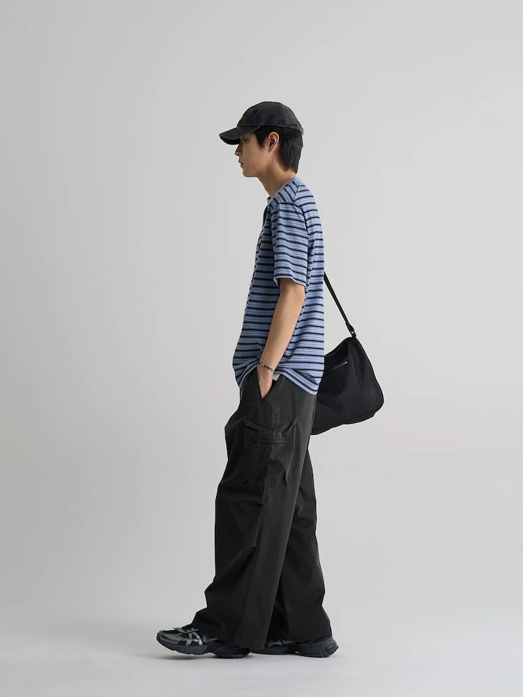 S.W.Smiley Striped Dyed Short Sleeve Tee - Sky Blue - Image 3