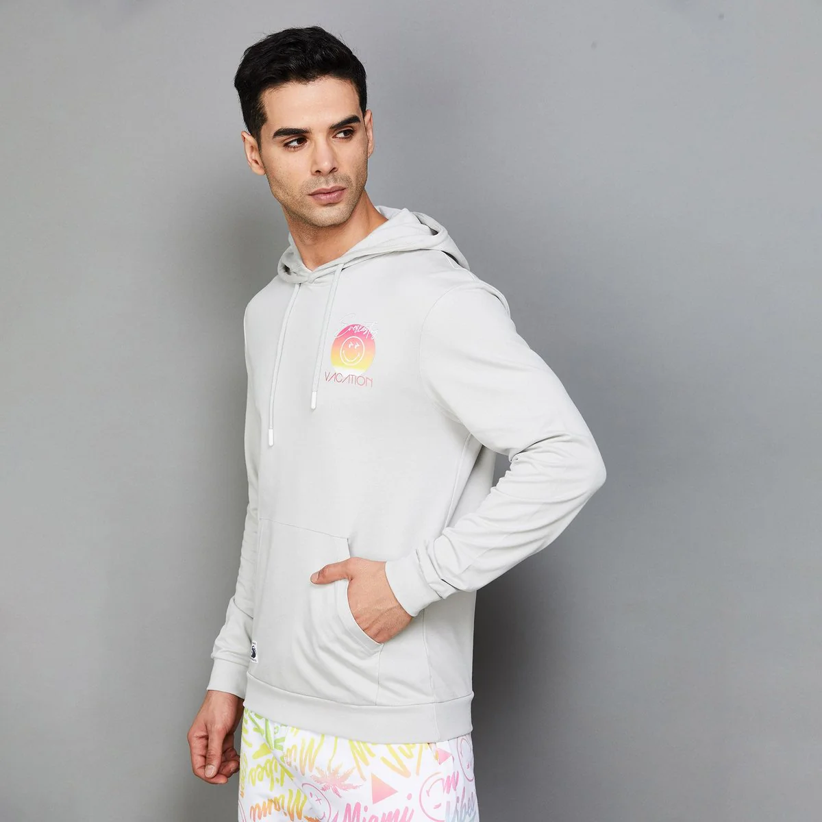 Smiley Men Graphic Printed Hooded Sweatshirt - Image 3