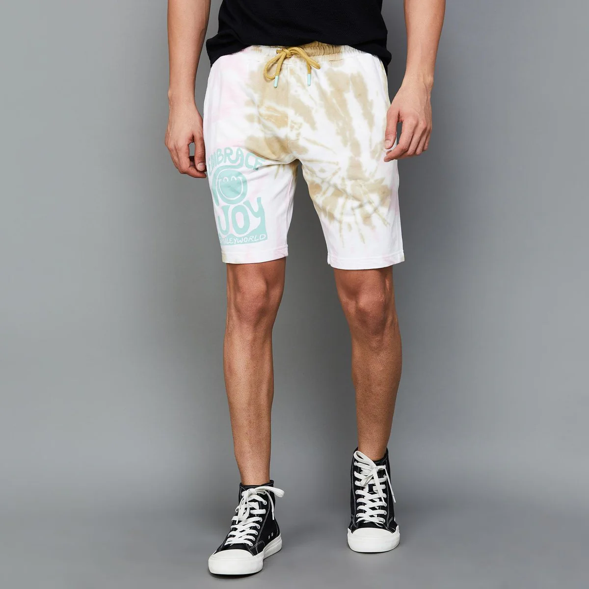 SMILEY Men Tie-Dye Printed Elasticated Casual Shorts