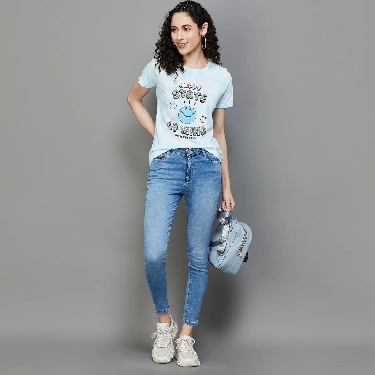 Smiley Women Graphic Print Round Neck T-Shirt - Image 2