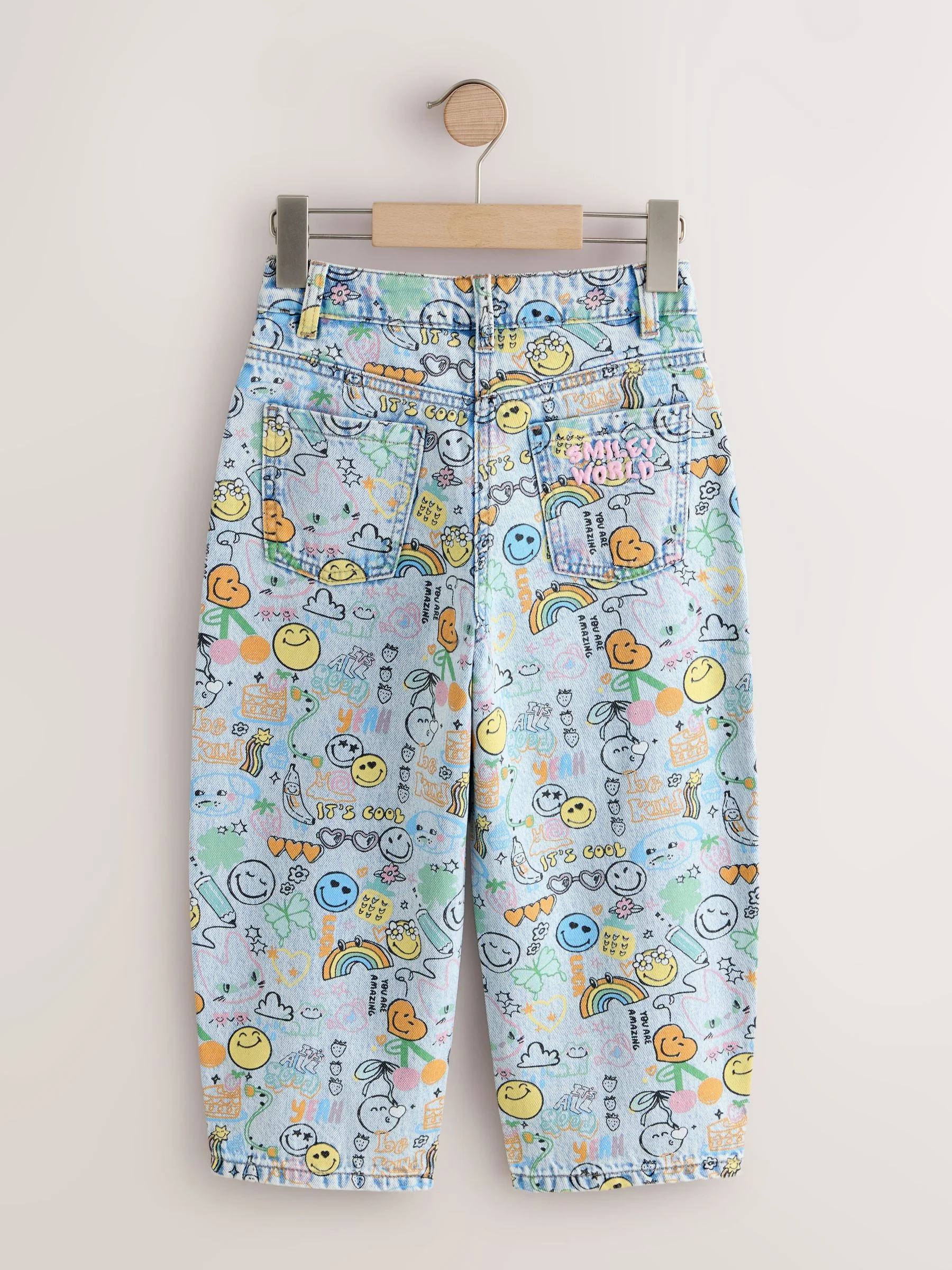 Smiley World Doodle Print Barrel Leg Jeans (3-16yrs) - Image 6